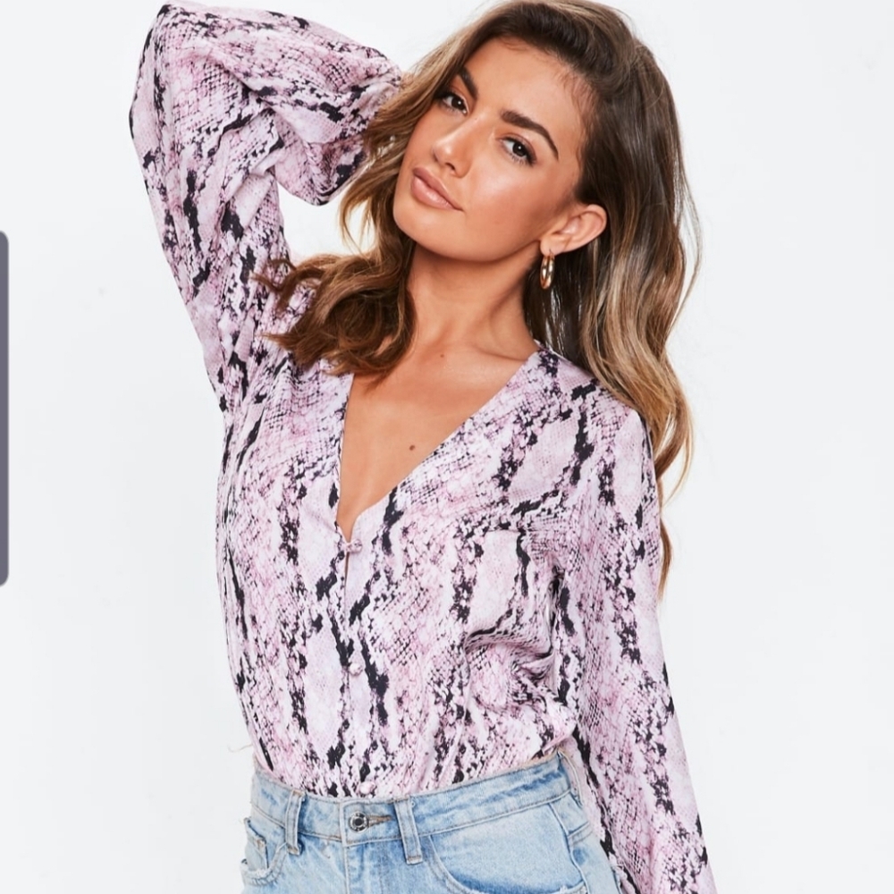 Missguided Snake Button Front Bodysuit